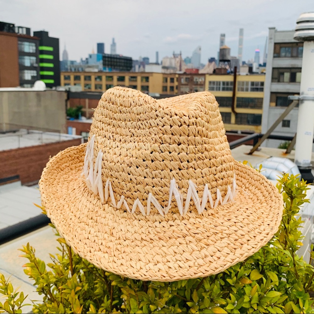 Anthro Tracy Watts New York Straw Straw Fedora Hat - Picture 6 of 16
